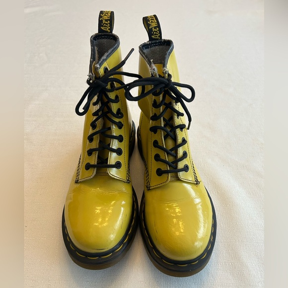Dr. Martens Shoes - Vintage 1990’s Dr Martens Women’s Smooth Yellow Lace Up Boots